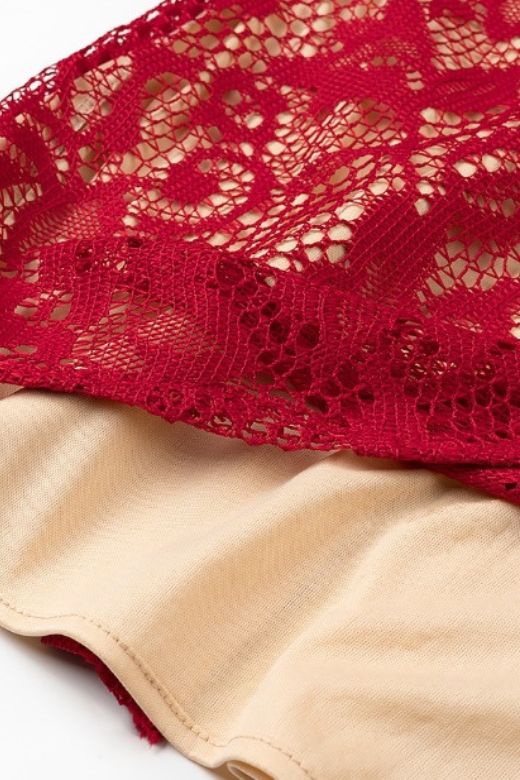 Woman wearing a figure flattering  Charlotte Long Sleeve Bodycon Midi Dress - Chilli Red BODYCON COLLECTION