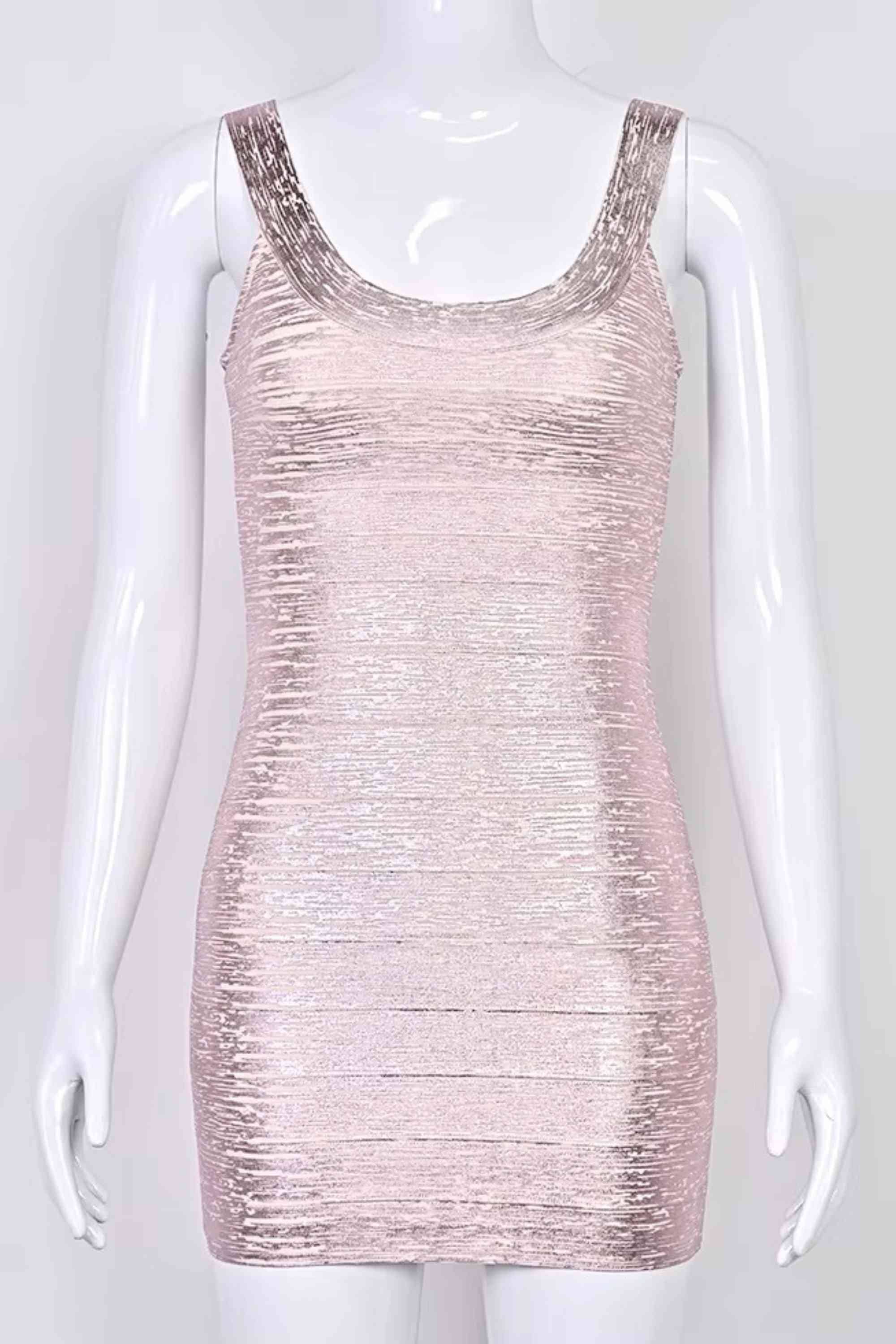 Woman wearing a figure flattering  Cindy Bandage Mini Dress - Rose BODYCON COLLECTION Pty Ltd