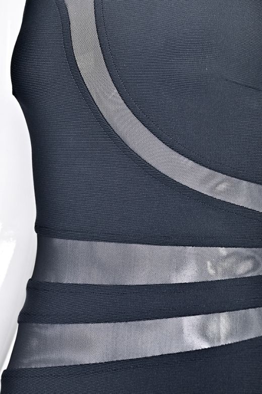 Woman wearing a figure flattering  Ellie Bodycon Mini Dress - Classic Black BODYCON COLLECTION Pty Ltd