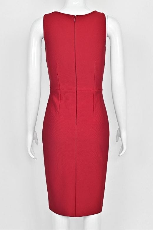 Woman wearing a figure flattering  Elsa Bodycon Dress - Red Wine BODYCON COLLECTION Pty Ltd
