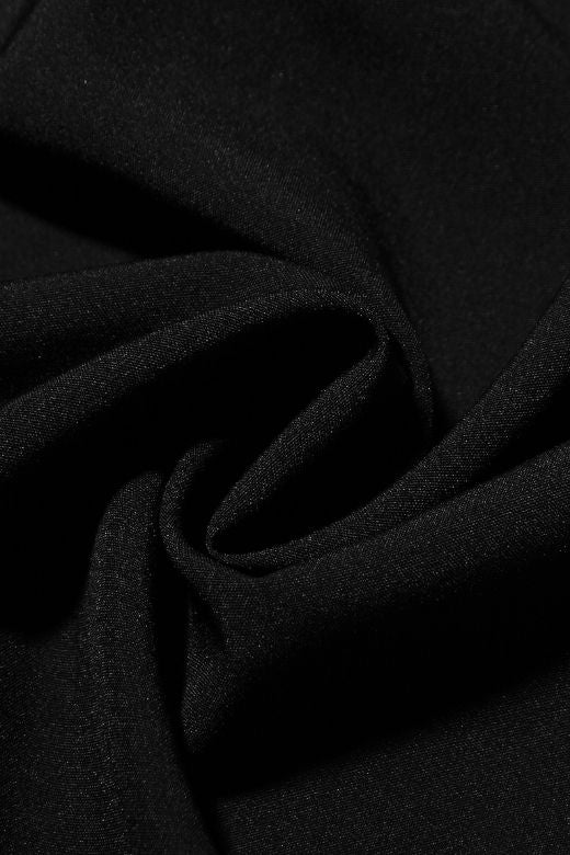 Woman wearing a figure flattering  Everly Day Midi Dress - Classic Black BODYCON COLLECTION