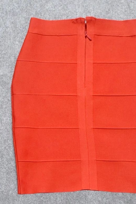 Woman wearing a figure flattering  High Waist Bandage Mini Skirt - Lipstick Red BODYCON COLLECTION