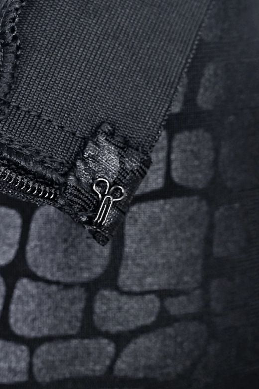 Woman wearing a figure flattering  High Waist Leather Pencil Skirt Midi Length - Crocodile Black BODYCON COLLECTION Pty Ltd