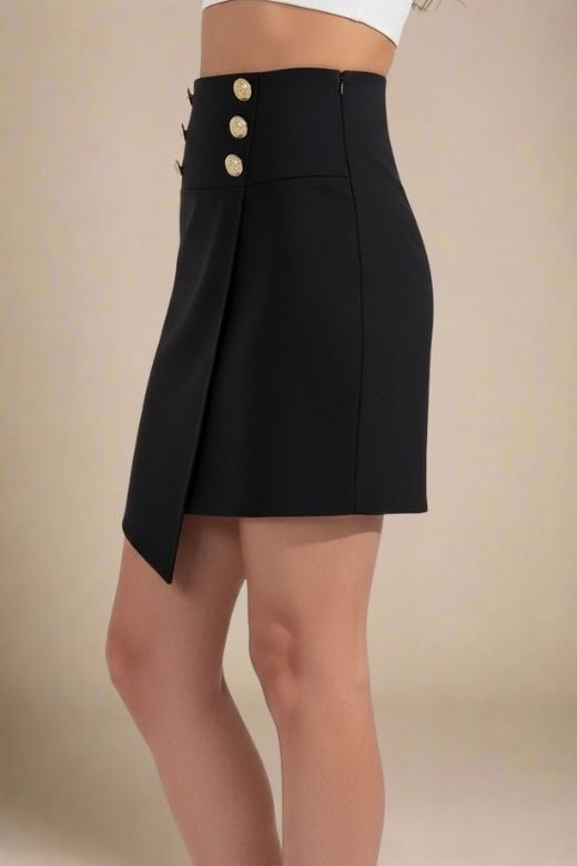 Woman wearing a figure flattering  Jessie Mini Pencil Skirt - Classic Black BODYCON COLLECTION Pty Ltd