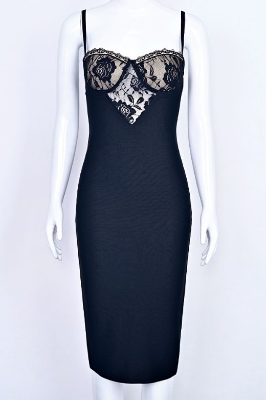 Woman wearing a figure flattering  Larissa Bodycon Dress - Classic Black BODYCON COLLECTION Pty Ltd