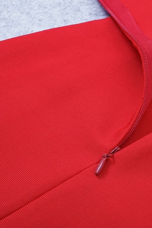 Woman wearing a figure flattering  Luna Bodycon Midi Dress - Lipstick Red Bodycon Collection