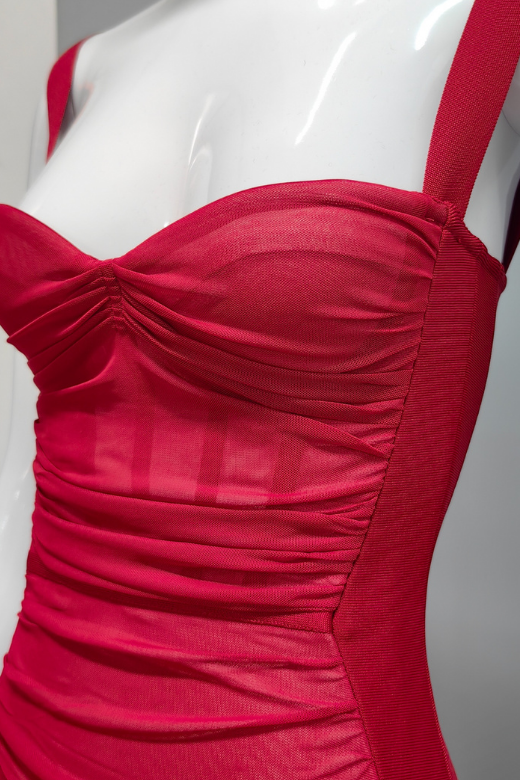 Woman wearing a figure flattering  Marilyn Bodycon Wrap Midi Dress - Red Wine BODYCON COLLECTION