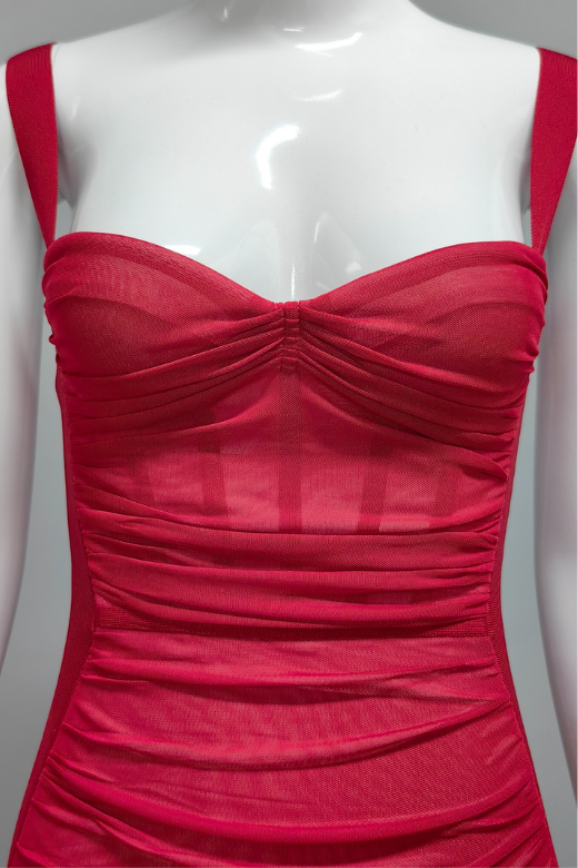 Woman wearing a figure flattering  Marilyn Bodycon Wrap Midi Dress - Red Wine BODYCON COLLECTION