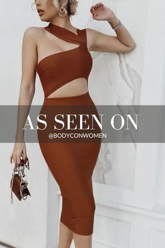 Woman wearing a figure flattering  Molly Bandage Midi Dress - Red Wine BODYCON COLLECTION