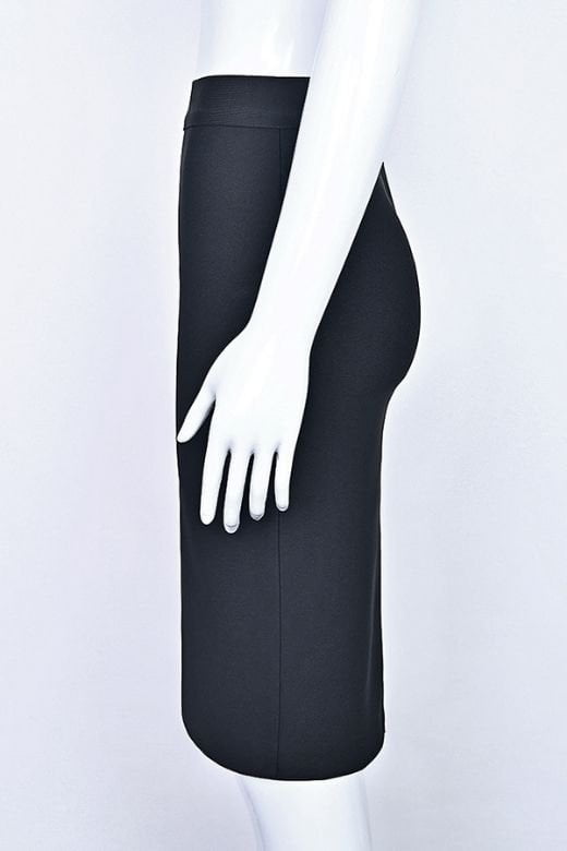 Woman wearing a figure flattering  Pencil High Waist Bandage Knee Length Skirt - Classic Black BODYCON COLLECTION