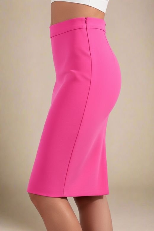 Woman wearing a figure flattering  Pencil High Waist Bandage Knee Length Skirt - Hot Pink BODYCON COLLECTION
