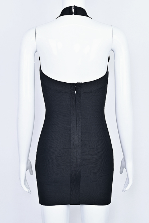 Woman wearing a figure flattering  Remi Bandage Mini Dress - Classic Black BODYCON COLLECTION Pty Ltd