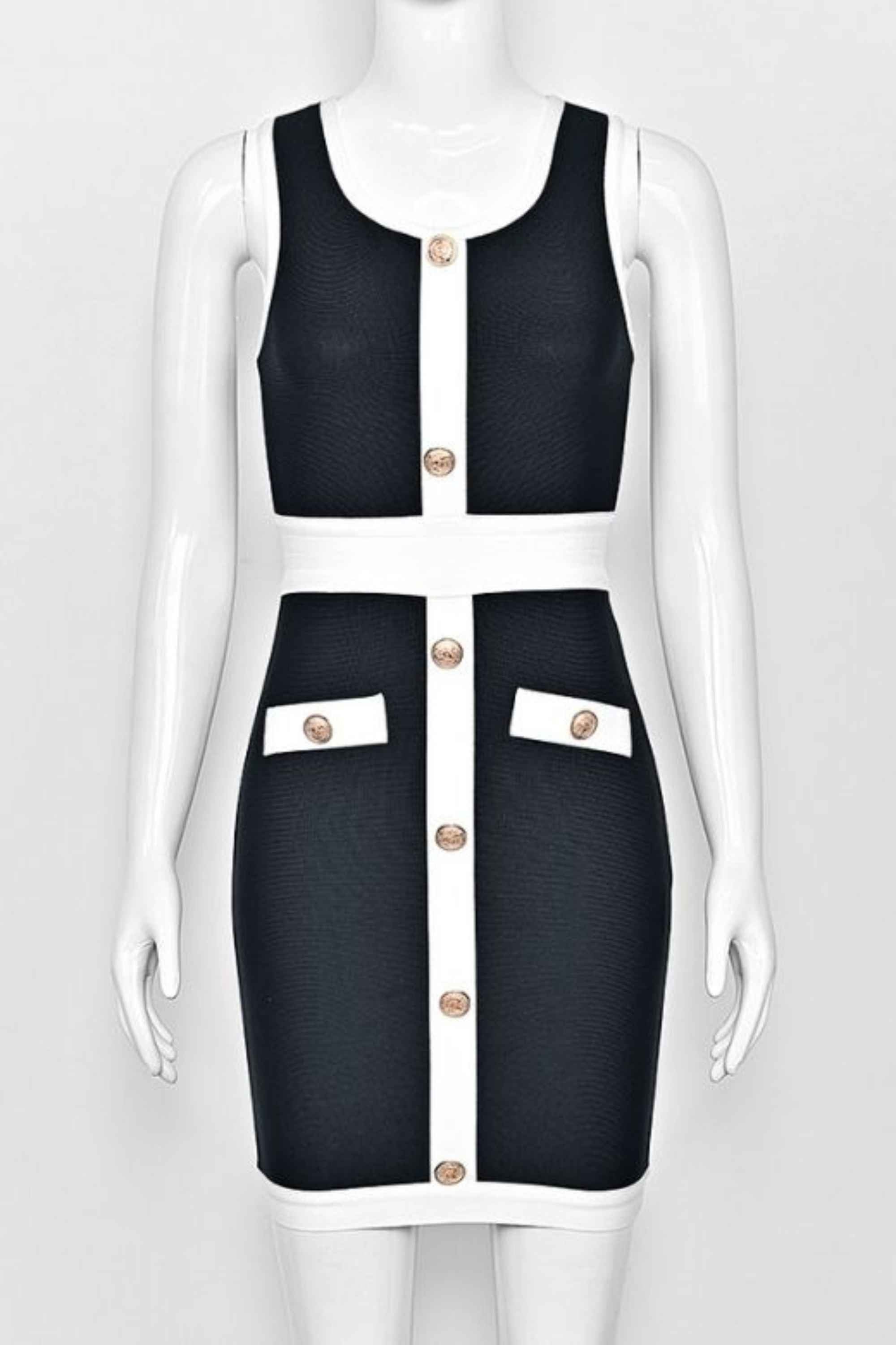 Woman wearing a figure flattering  Rosie Bodycon Dress - Classic Black BODYCON COLLECTION