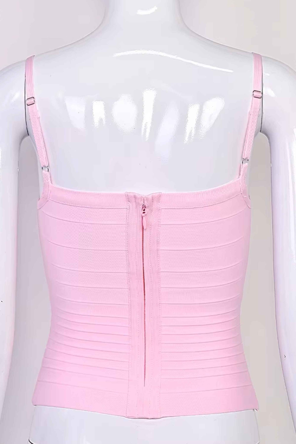Woman wearing a figure flattering  Scarlett Bandage Tank Top - Dusty Pink BODYCON COLLECTION Pty Ltd