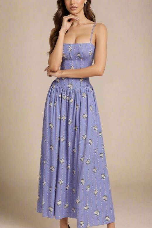 Woman wearing a figure flattering  Tasmin Midi Dress - Royal Blue BODYCON COLLECTION