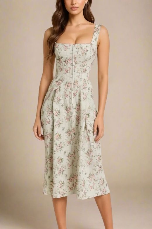 Woman wearing a figure flattering  Willa Midi Dress - Mint Green BODYCON COLLECTION Pty Ltd